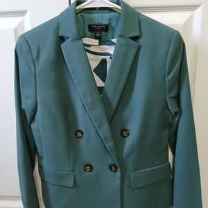 ANN TAYLOR TEAL DOUBLE BREASTED BLAZER JACKET, 0P, NWOT